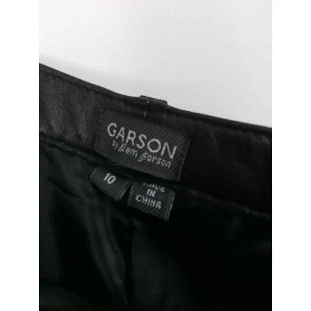 Garson Pants Women's Leather Size 10 Black Riding Motorcycle Biker - Picture 3 of 16
